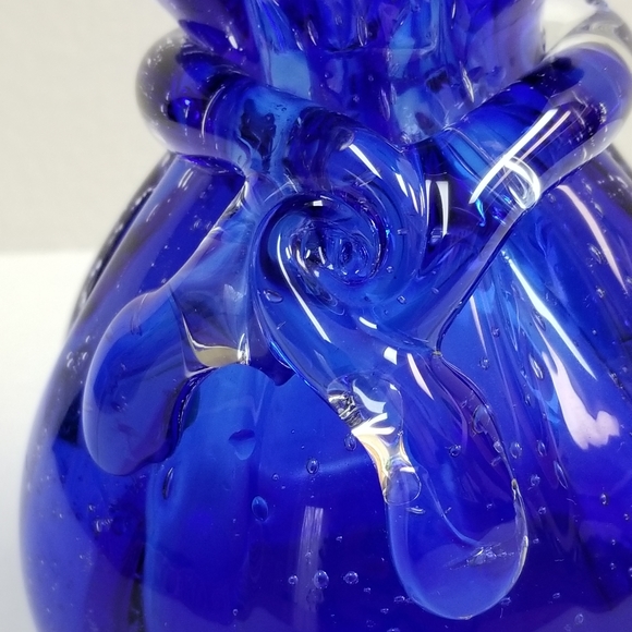 #1138 Rare Blue Glass Sack Vase - Picture 4 of 9